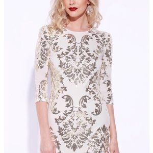 Gold/Off White Dress - Open Back